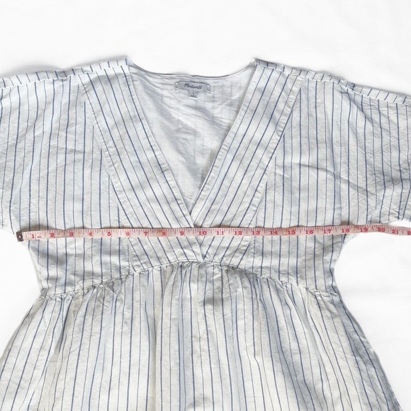 Madewell White Striped V-Neck Dress - Picture 8 of 9